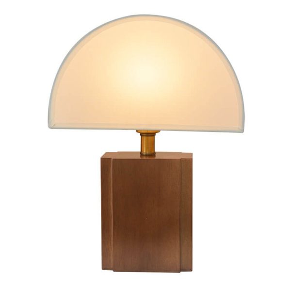 Vintage Semicircle Fabric Wooden Base 1-Light Table Lamp - Image 5