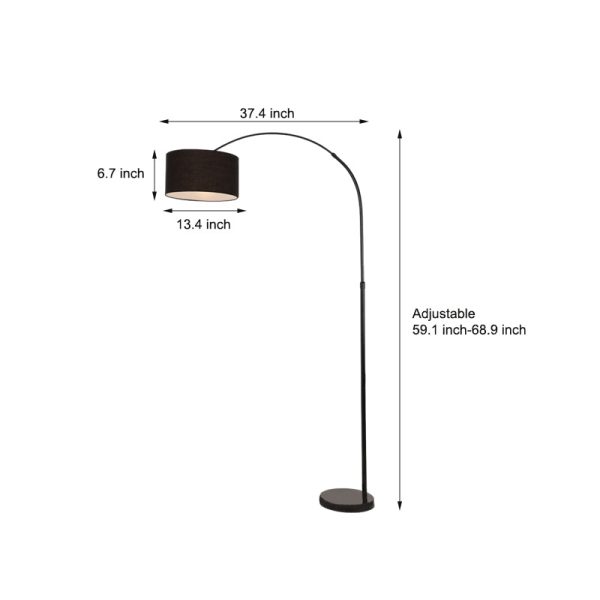 Marble Base and Shaded Adjustable Arc Floor Lamp - Image 7