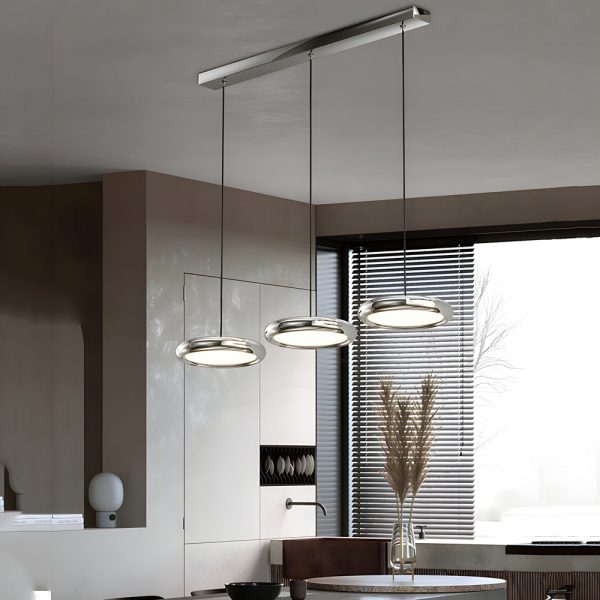 Modern 1/3-Light Black/chrome Round Metallic LED Pendant Light - Image 3