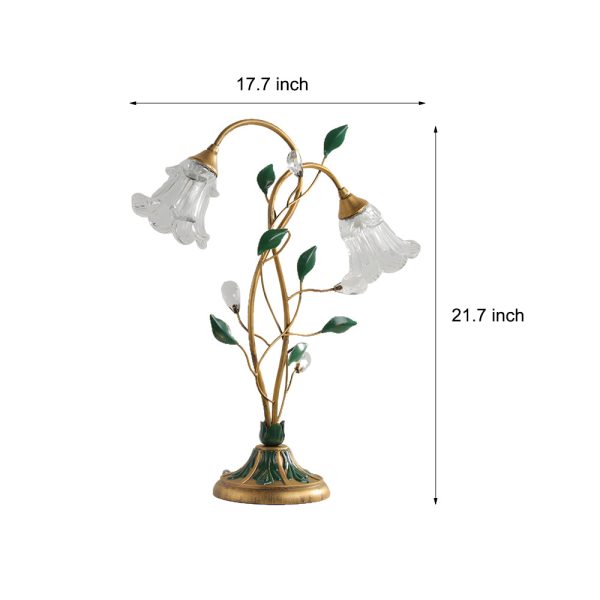 Dimmable Glass Floral Desk Lamp with Dual Lights and Leaf Accents for Ambiance - Image 8