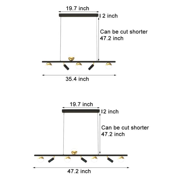 Long Strip LED Three Step Dimming Nordic Spotlight Dining Room Chandelier - Image 5