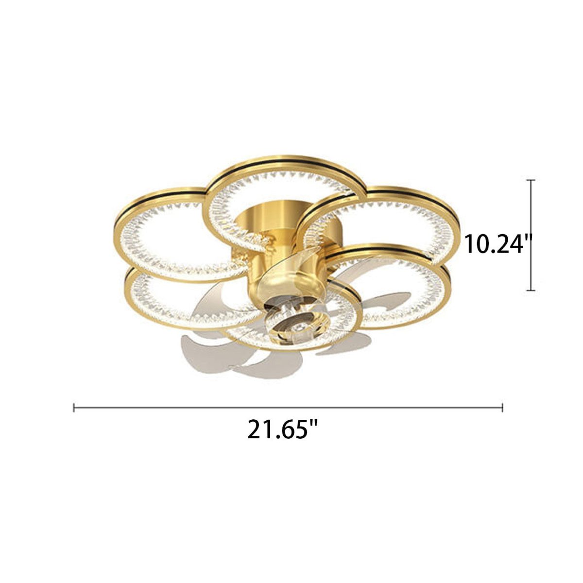 Modern Luxury Flower Petal Design LED Flush Mount Ceiling Fan Light - Image 7