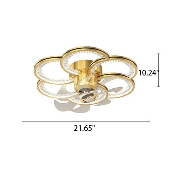 Modern Luxury Flower Petal Design LED Flush Mount Ceiling Fan Light - Image 7
