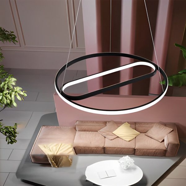 Adjustable Round Oval LED Stepless Dimming Black Modern Chandelier - Image 6