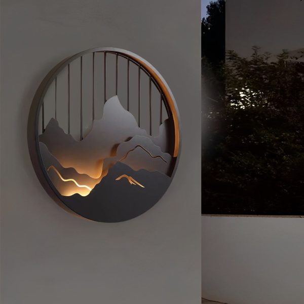 Round Mountain Scenery LED Waterproof Outdoor Wall Sconce Lighting - Image 6