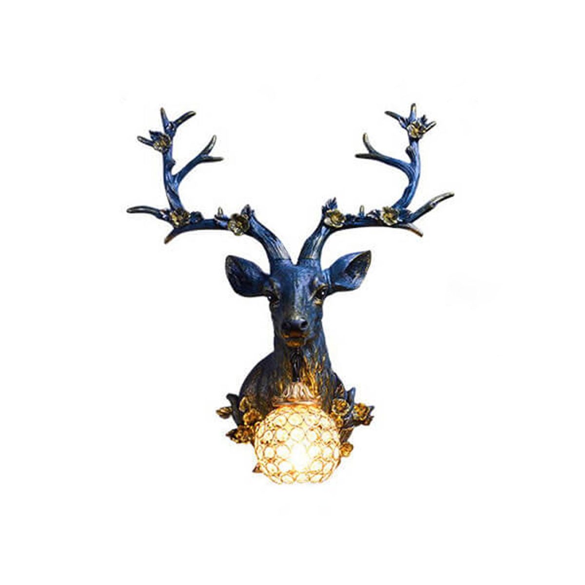 Retro Creative Fortune Deer Head Resin 1-Light Wall Sconce Lamp - Image 4