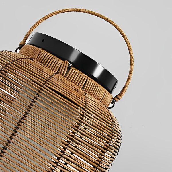 Portable Lantern Rattan LED Waterproof Solar Outdoor Lights Floor Lamp - Image 8