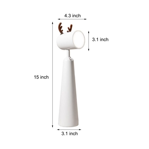 Antlers USB Rechargeable White Desk Lamp with Night Light Feature - Image 9