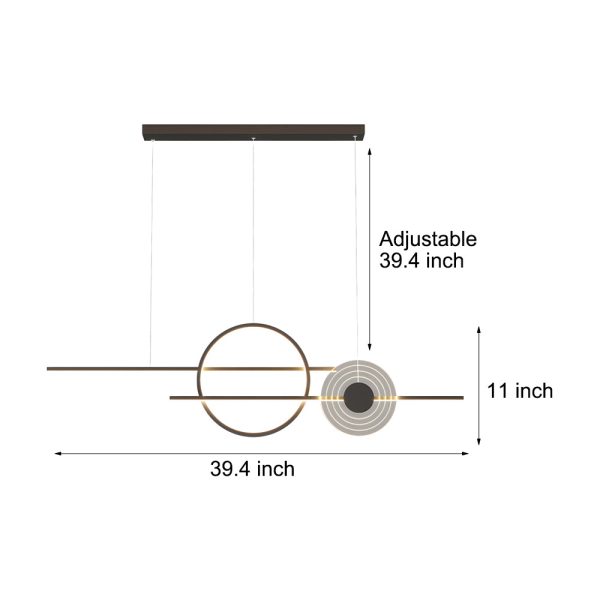 39.4'' Dimmable Ring Linear LED Island Chandeliers for Dining Room, Black/White - Image 7