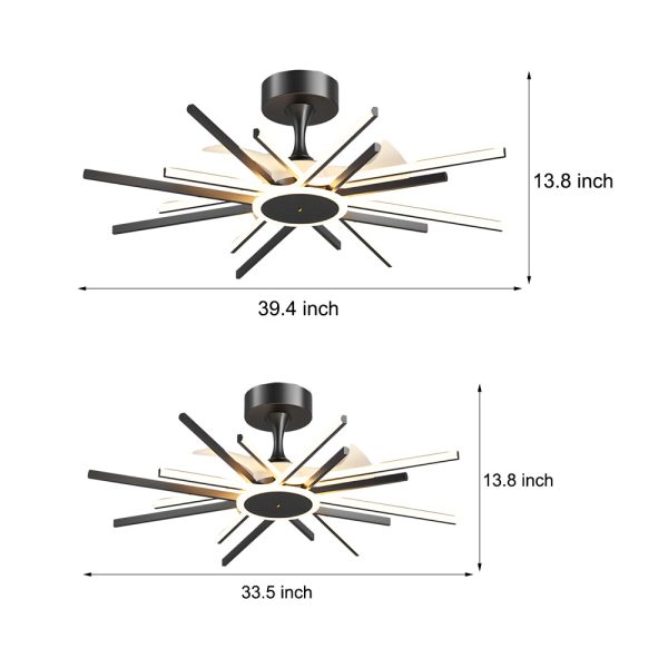 Spiral Linear Modern LED Ceiling Fan in Black/Gold - Silent Fan Light Fixture - Image 7