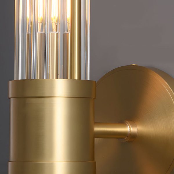 1/2-light Modern Chrome/Gold Wall Sconce with Cylinder Clear Glass Shade - Image 5