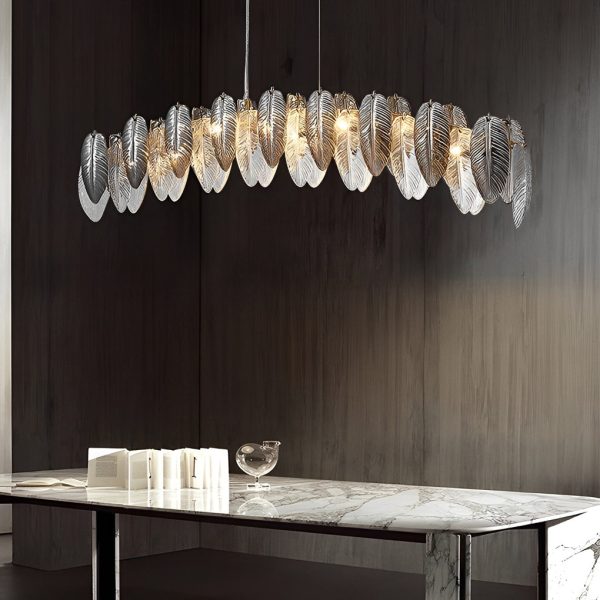 Romantic Creative Feathers Glass Three Step Dimming Modern Chandelier - Image 5