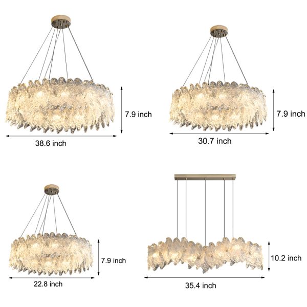 Handmade Leaf Glass Round 3 Step Dimming Luxury Post-Modern Chandelier - Image 7