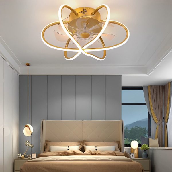 Round Flower Cage LED Dimmable with Remote Bladeless Ceiling Fans Lamp - Image 2