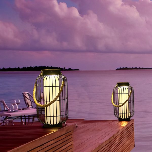 Classic Iron Lantern Waterproof Intelligent Portable Solar Lawn Lamp - Image 9