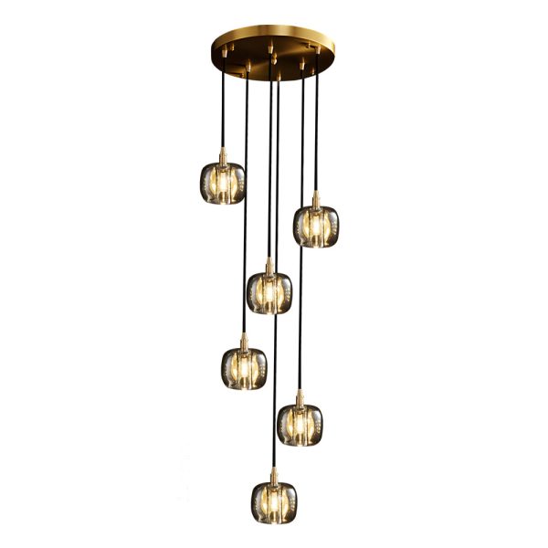 Long Spiral Cubes Crystal Pendant Light Dimmable Chandelier for Staircase - Image 24