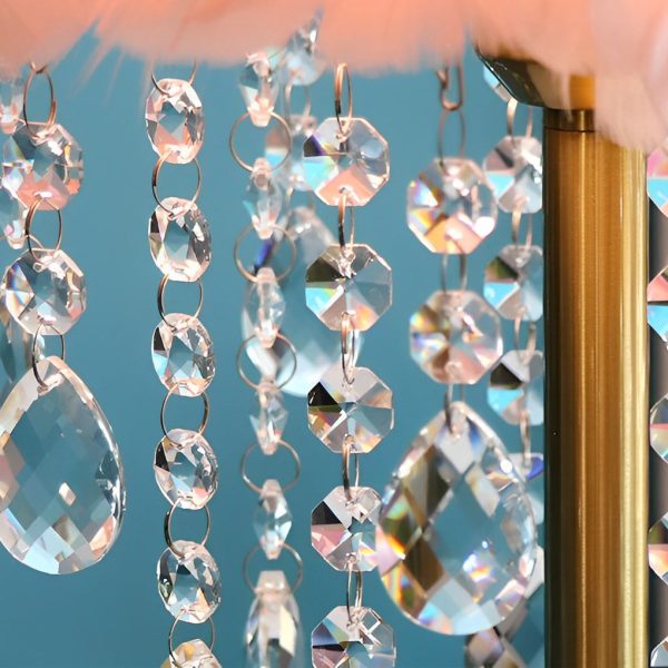 LED Feather Table Lamp with Ambient Crystal Tassels Lighting - Image 6