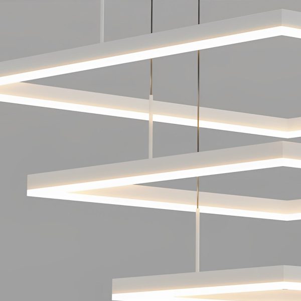 Ultra Thin Square Rings Three Step Dimming LED White Modern Chandelier - Image 9