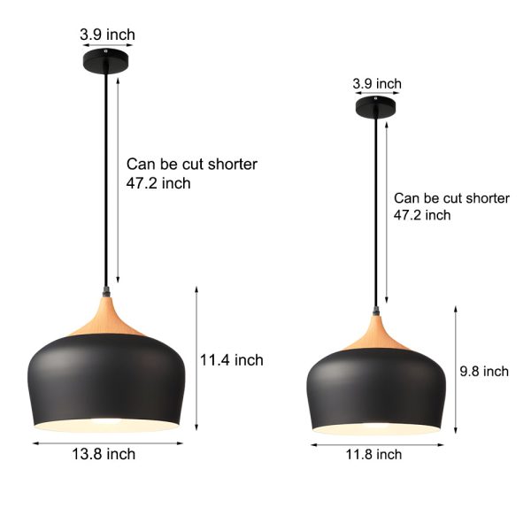 Dome Pendant Light with Wood Detail - Modern 1-Light Island Fixture - Image 7