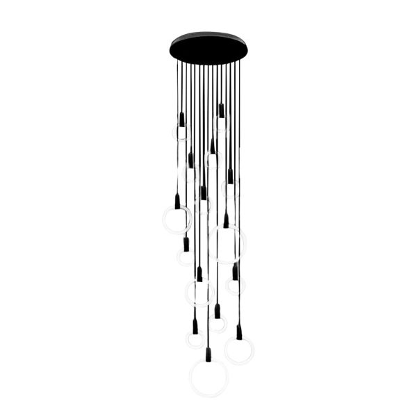 Minimalist Rings Stepless Dimming LED Nordic Duplex Stair Chandelier - Image 13