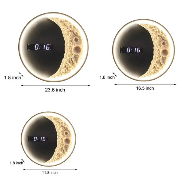 Moon LED Wall Light Wall Digital Clock Astronaut Decor 3 Color Wall Lamp - Image 7