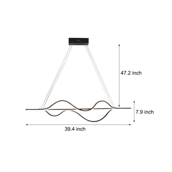 40'' Sleek Wave Modern Pendant Light with Dimmable LED - Image 6