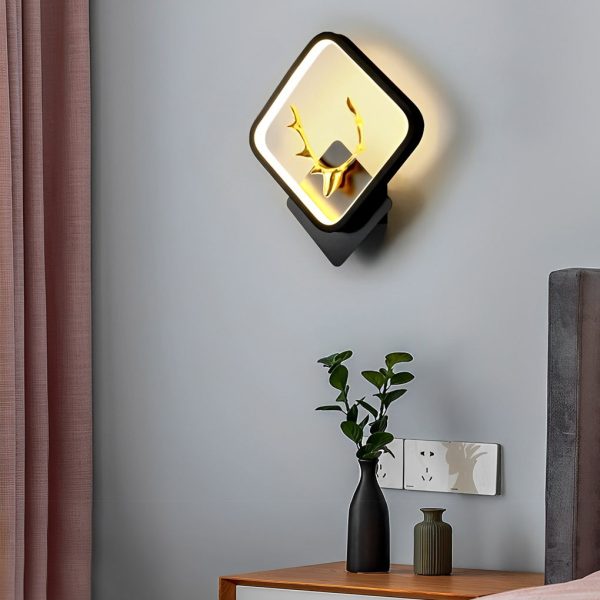 Round Square Creative Antlers Design LED Modern Wall Lamp Bedside Light - Image 10