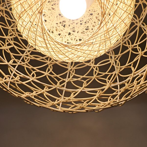 Round Double Layer Rattan Creative Ball Modern Chandelier Pendant Light - Image 9