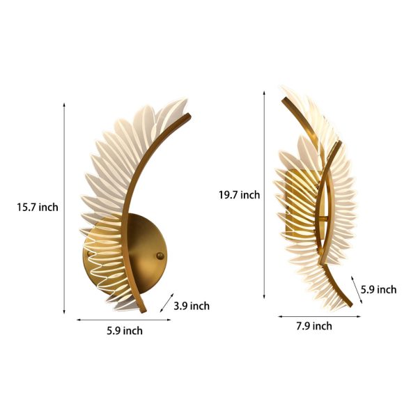 Acrylic Leaves Feathers LED Three Step Dimming Postmodern Wall Lamp - Image 7
