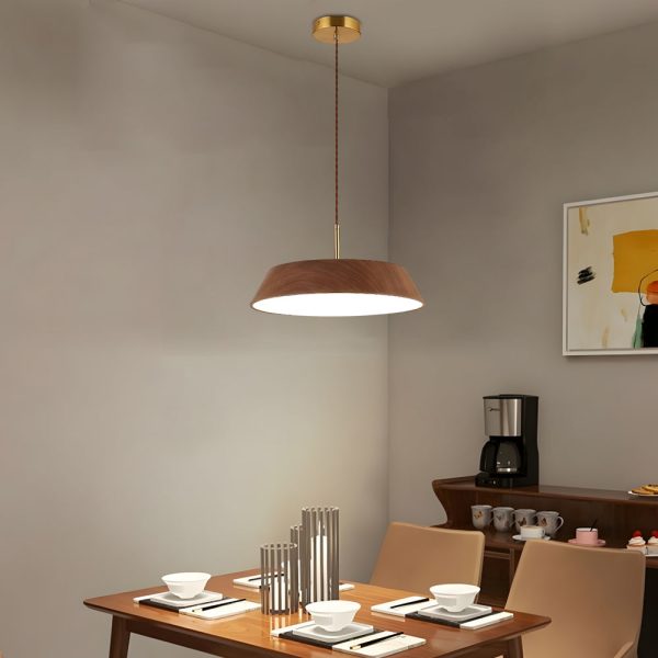 15.74-Inch Round Wood Japanese Style LED Pendant Light - Image 3