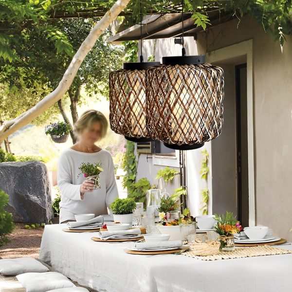 Rattan Waterproof Rustic Modern Outdoor Chandelier Pendants Ceiling Lights - Image 7