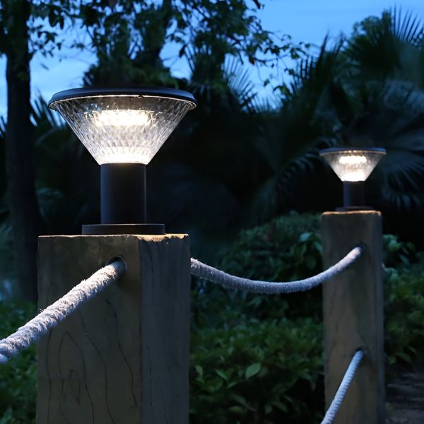 Circular Waterproof Intelligent Light Control Solar Fence Post Lights - Image 6