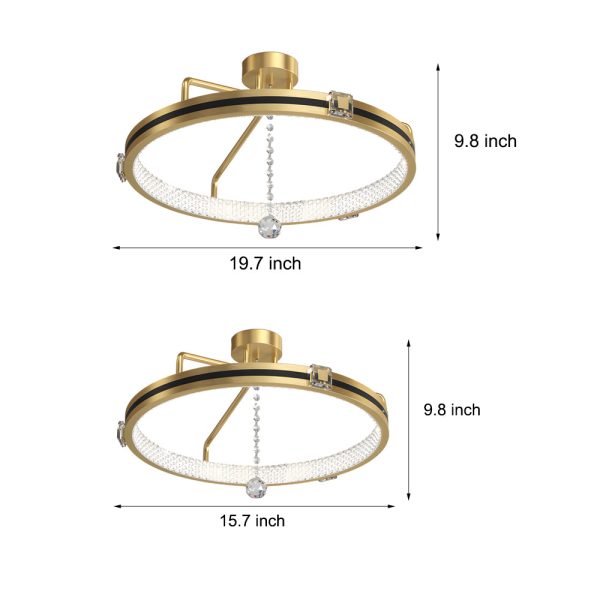 Round Rings Crystal Glass Ball Decor 3 Step Dimming Modern Ceiling Lights - Image 5