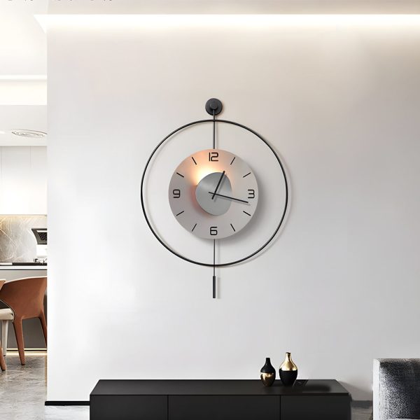 Battery Operated Round LED Hanging Metal Wall Clock - Image 6