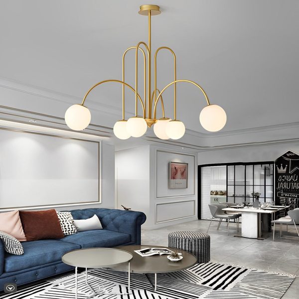 6/8 Lights Iron Glass Creative Nordic Chandelier Ceiling Light Fixture - Image 6