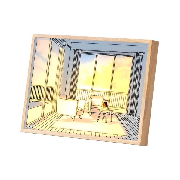 Wood Frame Ins Touch Control Dimmable LED Sunshine Painting Night Light - Image 21