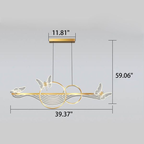 Nordic Light Luxury Butterfly Round Linear Island Light LED Chandelier - Image 9