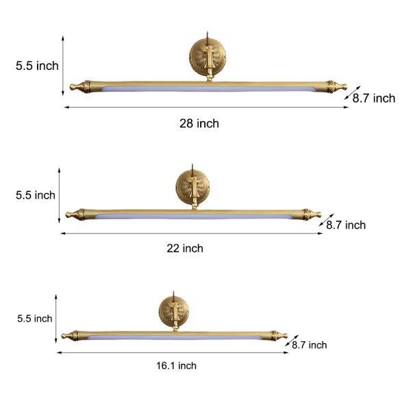 Antique Gold 180?? Rotatable LED Bathroom Vanity Light with Adjustable Ambiance - Image 8