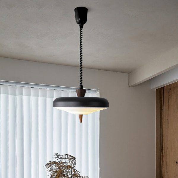 Industrial Iron Several Japanese Style Walnut Retractable 1-Light Pendant Light - Image 13