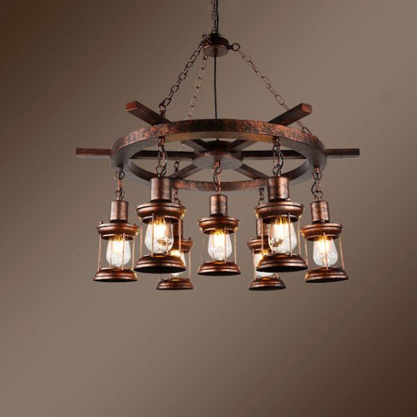 Vintage Nautical 3/7-Light Metal Lantern Chandeliers - Image 7