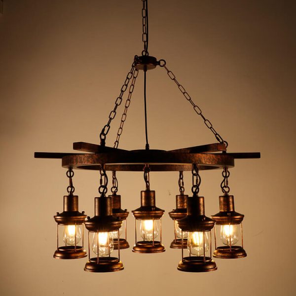 Vintage Nautical 3/7-Light Metal Lantern Chandeliers - Image 8