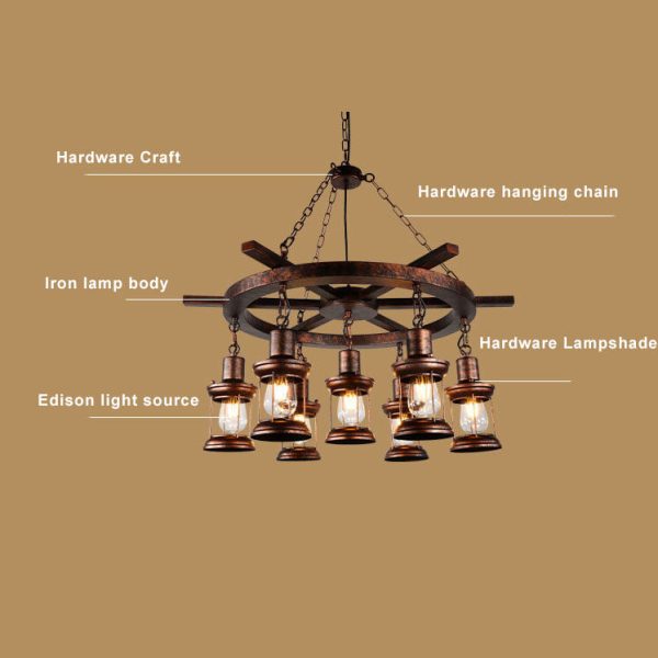 Vintage Nautical 3/7-Light Metal Lantern Chandeliers - Image 9