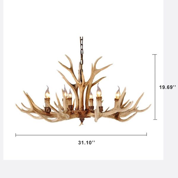 Country Style Antler Resin 6-Light Chandeliers - Image 4