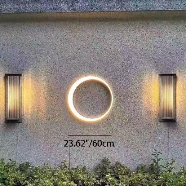 Modern Minimalist Stainless Steel & PC Round Moon LED Wall Sconce Lamp Outdoor Patio - Image 5