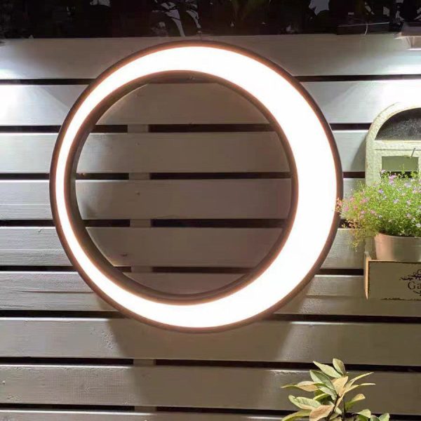 Modern Minimalist Stainless Steel & PC Round Moon LED Wall Sconce Lamp Outdoor Patio - Image 2