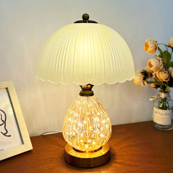 Modern Art Deco Glass Dome Shade Oval Base 1-Light Table Lamp For Living Room - Image 12