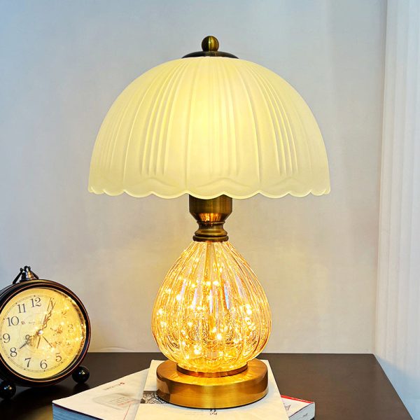 Modern Art Deco Glass Dome Shade Oval Base 1-Light Table Lamp For Living Room - Image 10