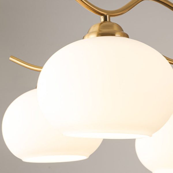 Traditional French Iron Wood Glass Elliptical Shade 5/6/8-Light Chandelier For Living Room - Image 8