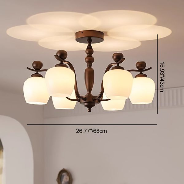 Contemporary Retro Iron Glass Branch Bent Rod Round Cup Shaped 6/8/10-Light Chandelier For Living Room - Image 4