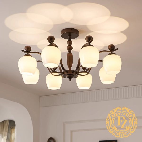 Contemporary Retro Iron Glass Branch Bent Rod Round Cup Shaped 6/8/10-Light Chandelier For Living Room - Image 20